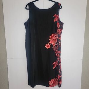 Maya Brooke Black & Red Floral Sleeveless Dress | Size 18W